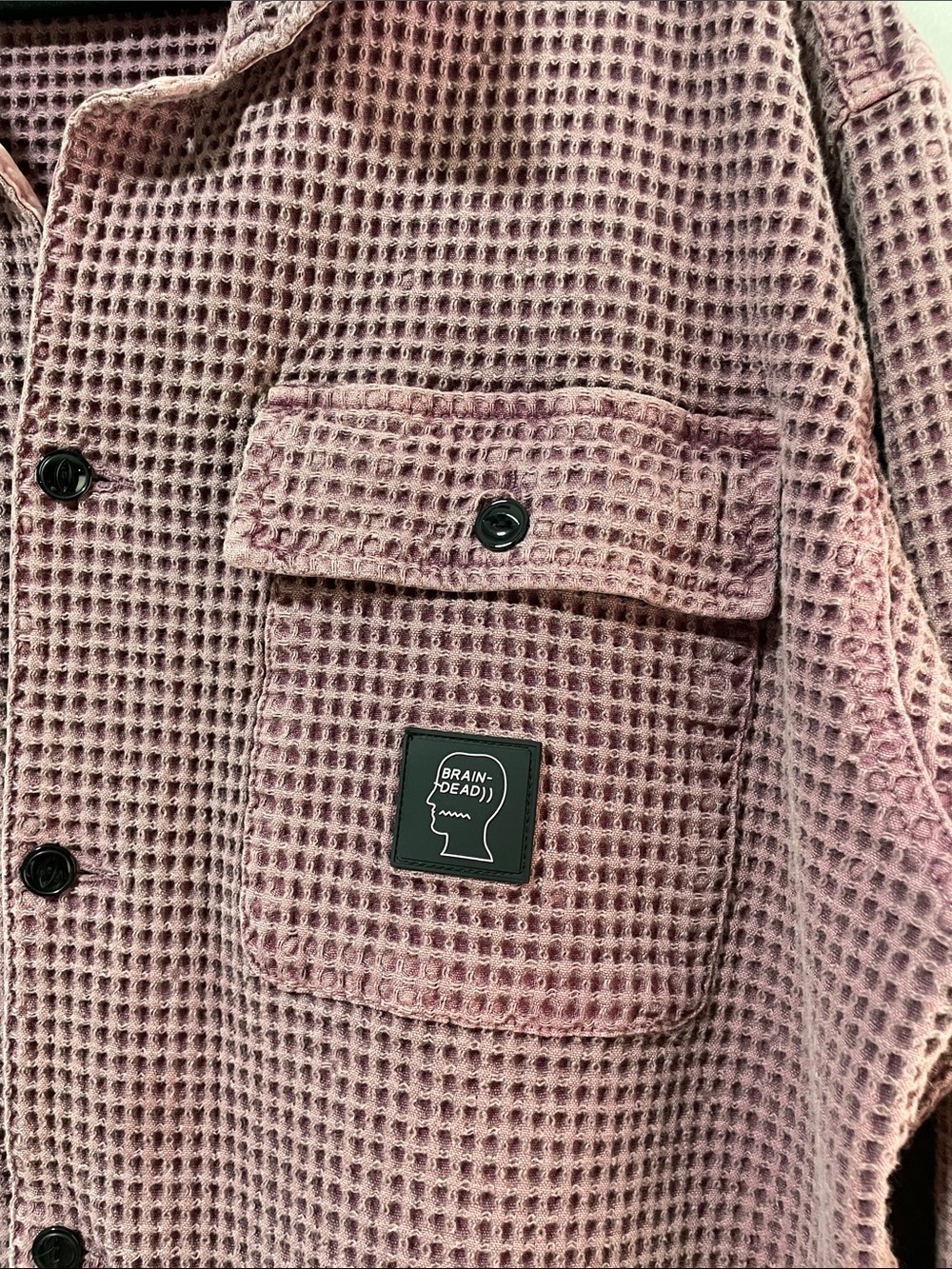 Brain Dead Waffle Button Front Shirt - Raspbery ($335) Unisex - Picture 13 of 16